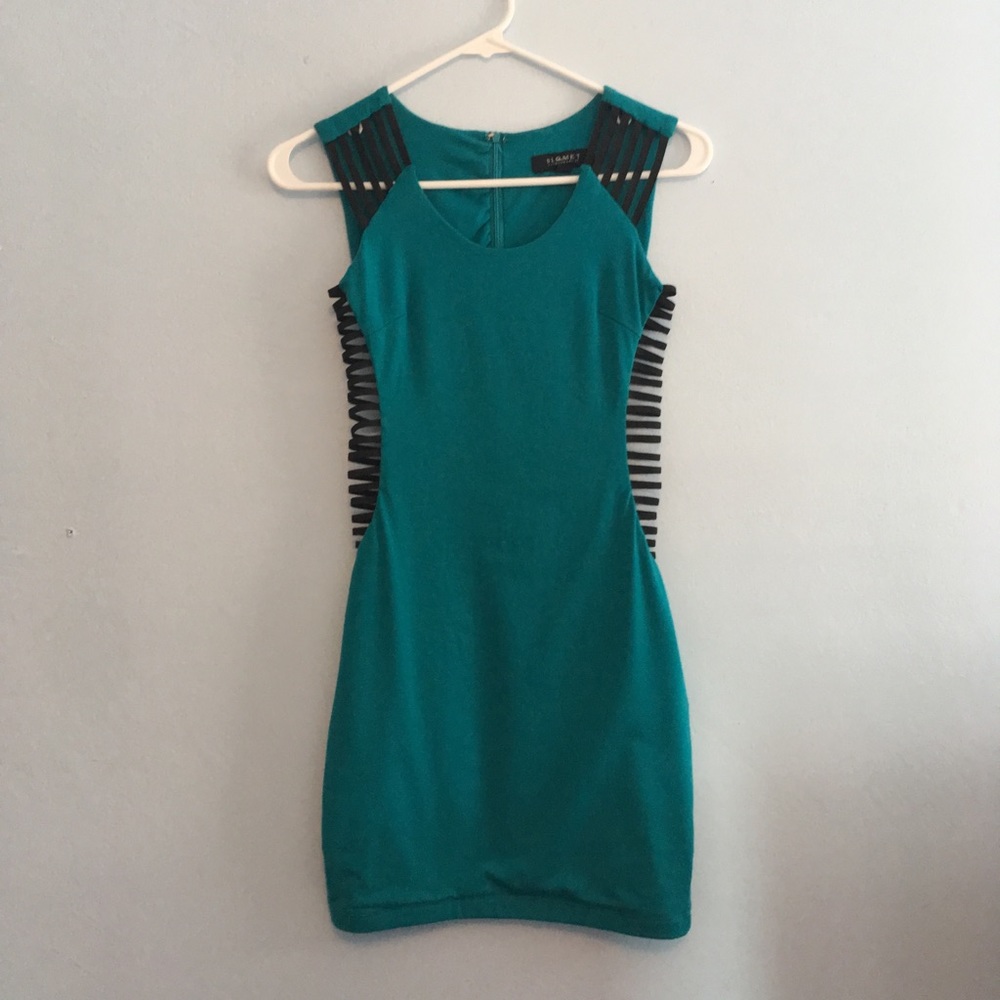 BLQ. MKT Teal Body-con Dress w Cutouts Size Sm
